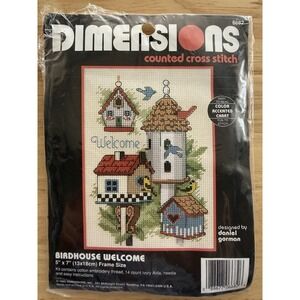 Dimensions counted cross stitch Kit ~ Birdhouse Welcome OPEN PKG